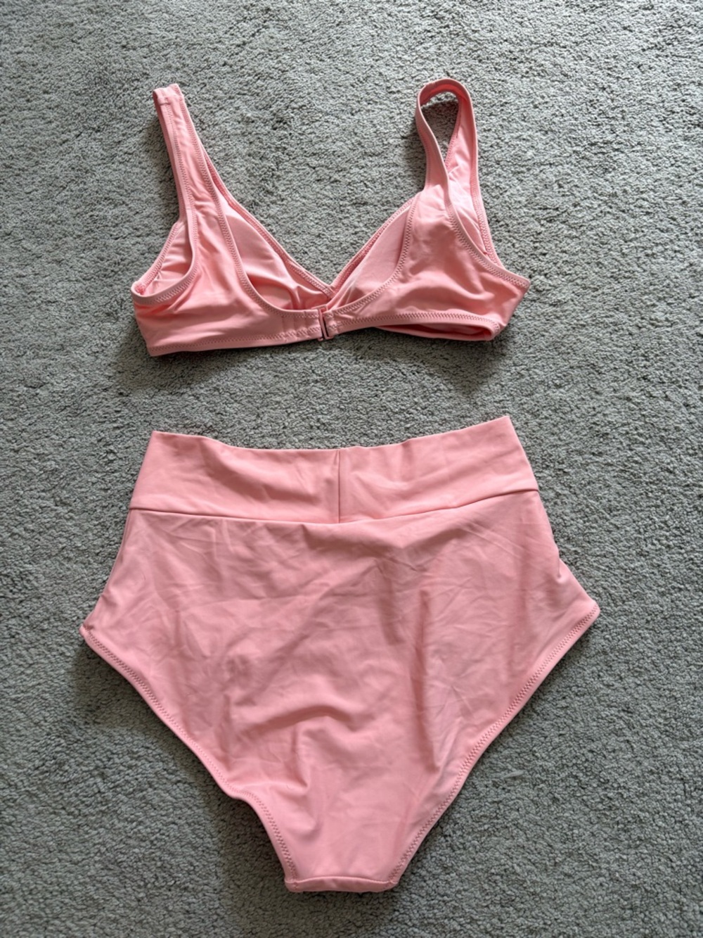 Pink Two-Piece Bikini Set - V-Waist High Rise Bottoms - Picture 2 of 4